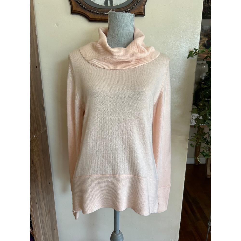 Mondetta Cowl Neck Sweater Women Medium Light Pink Wool Blend Thumbhole Cuffs
